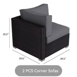7-Piece Wicker Patio Conversation Set With Gray Cushions And Pillows, Also Rain Resistant Sofa Cover -More Furniture Store jearey patio conversation sets ke7 gray 66 1000