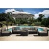 7-Piece Wicker Patio Conversation Set With Khaki Cushions And Pillows, Also Rain Resistant Sofa Cover