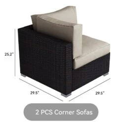 7-Piece Wicker Patio Conversation Set With Khaki Cushions And Pillows, Also Rain Resistant Sofa Cover -More Furniture Store jearey patio conversation sets ke7 khaki 66 1000