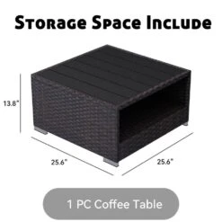 7-Piece Wicker Patio Conversation Set With Khaki Cushions And Pillows, Also Rain Resistant Sofa Cover -More Furniture Store jearey patio conversation sets ke7 khaki a0 1000