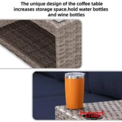 9-Piece All Weather Wicker Patio Conversation Sets With Navy Cushions -More Furniture Store jearey patio conversation sets psl10 navy 1d 1000