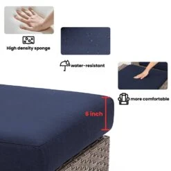 9-Piece All Weather Wicker Patio Conversation Sets With Navy Cushions -More Furniture Store jearey patio conversation sets psl10 navy 66 1000