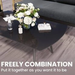 4-Piece Patio Conversation Set, Balcony Bistro Set 2 Outdoor Chairs & 1 Loveseat With Cushions, Coffee Table, Dark Gray -More Furniture Store jearey patio conversation sets swsf4 dr 1f 1000