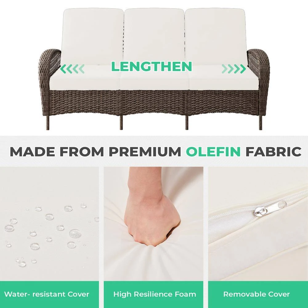 6-Piece Wicker Patio Conversation Set With Creamy White Cushions 6 6-Piece Wicker Patio Conversation Set With Creamy White Cushions - Image 6