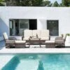 6-Piece Wicker Patio Conversation Set With Creamy White Cushions