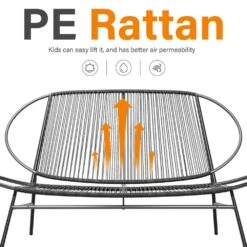4-Piece Black Round Rattan Patio Rust-Proof Outdoor Bistro Set -More Furniture Store jearey patio conversation sets xsd4p black 4f 1000