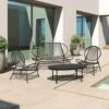 4-Piece Black Round Rattan Patio Rust-Proof Outdoor Bistro Set
