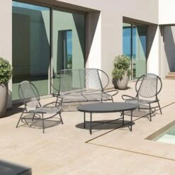 4-Piece Grey Round Rattan Patio Rust-Proof Outdoor Bistro Set -More Furniture Store jearey patio conversation sets xsd4p grey 31 1000