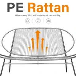 4-Piece Grey Round Rattan Patio Rust-Proof Outdoor Bistro Set -More Furniture Store jearey patio conversation sets xsd4p grey 4f 1000