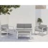 4-Piece Aluminum Patio Conversation Set With Grey Cushions And Coffee Table