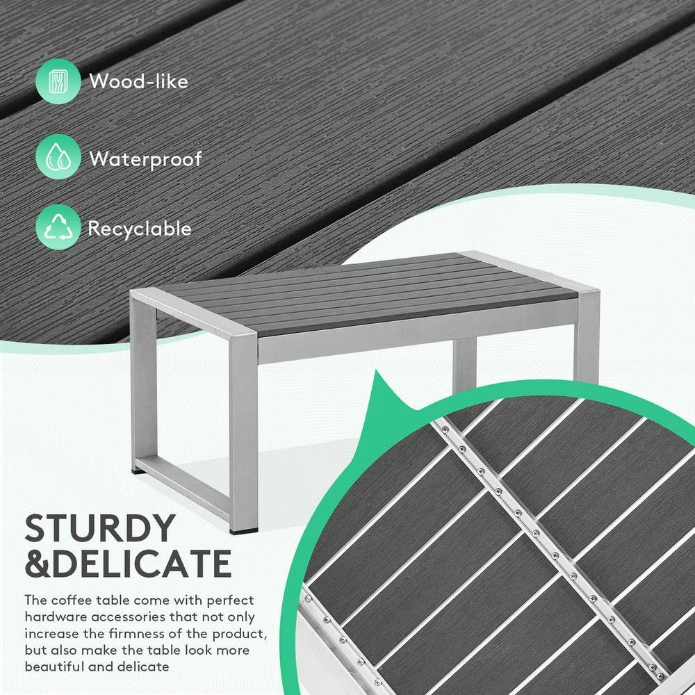 4-Piece Aluminum Patio Conversation Set With Khaki Cushions And Coffee Table 4 4-Piece Aluminum Patio Conversation Set With Khaki Cushions And Coffee Table - Image 4