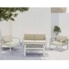 4-Piece Aluminum Patio Conversation Set With Khaki Cushions And Coffee Table