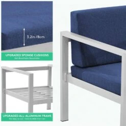 4-Piece Aluminum Patio Conversation Set With Navy Cushions And Coffee Table -More Furniture Store jearey patio conversation sets xymlsf4jt navy 4f 1000