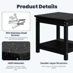 Black 3-Piece Eco-Friendly HDPE Patio Seating Set Conversation Set With Beige Cushions And Side Table -More Furniture Store jearey patio conversation sets zhsfbj bkbg 4f 1000