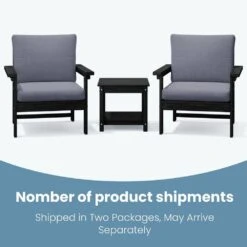 Black 3-Piece Eco-Friendly HDPE Patio Seating Set Conversation Set With Gray Cushions And Side Table -More Furniture Store jearey patio conversation sets zhsfbj bkgr 1f 1000