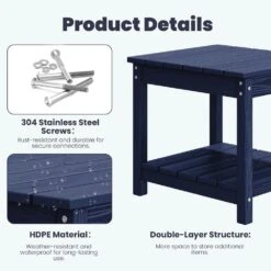 Navy Blue 3-Piece Eco-Friendly HDPE Patio Seating Set Conversation Set With Beige Cushions And Side Table -More Furniture Store jearey patio conversation sets zhsfbj nvbg 4f 1000