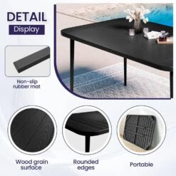 Patio Black Outdoor Dining Table Sets 5-Piece, One Table And 4 Chairs, All Weather Dining Set For Lawn, Garden, Backyard 13 Patio Black Outdoor Dining Table Sets 5-Piece, One Table And 4 Chairs, All Weather Dining Set For Lawn, Garden, Backyard -More Furniture Store jearey patio dining sets set zy black 1f 1000