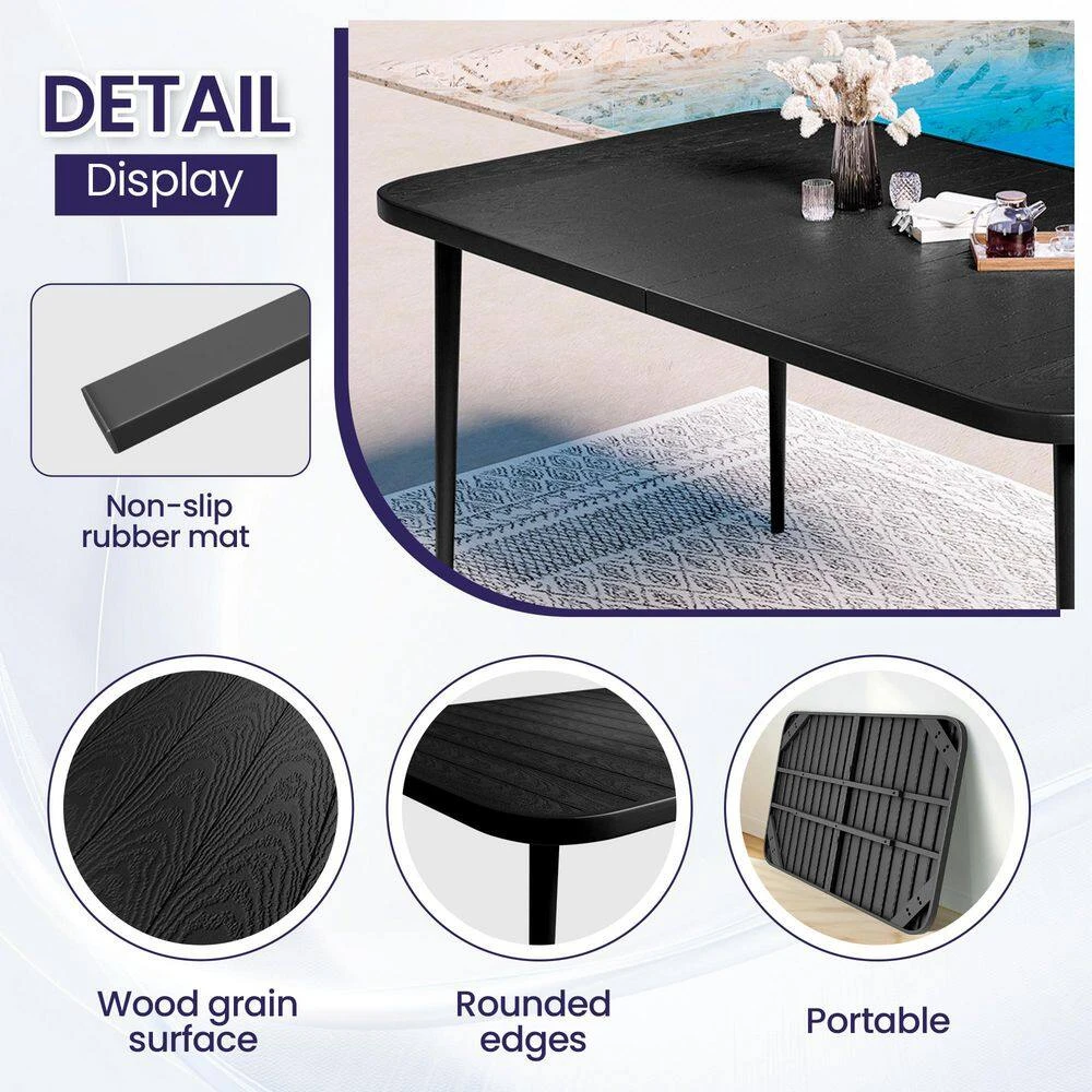 Patio Black Outdoor Dining Table Sets 5-Piece, One Table And 4 Chairs, All Weather Dining Set For Lawn, Garden, Backyard 5 Patio Black Outdoor Dining Table Sets 5-Piece, One Table And 4 Chairs, All Weather Dining Set For Lawn, Garden, Backyard - Image 5