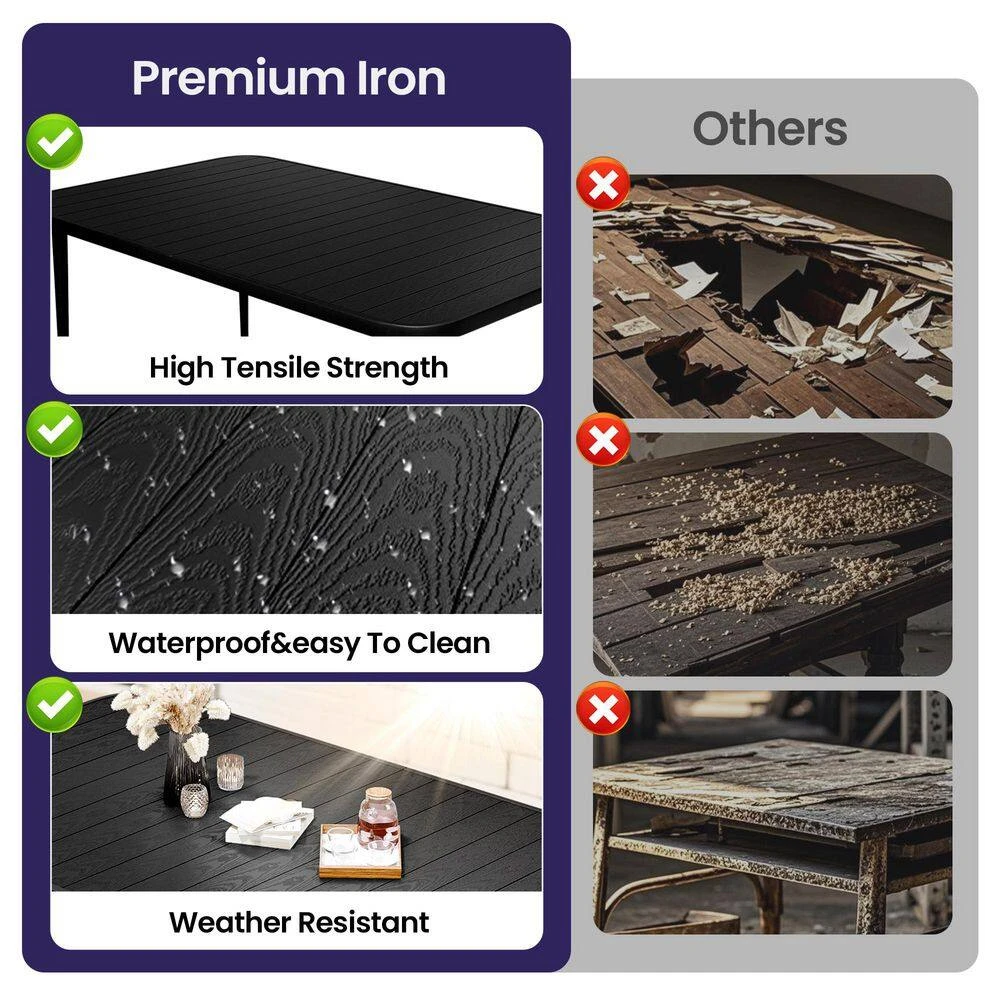 Patio Black Outdoor Dining Table Sets 5-Piece, One Table And 4 Chairs, All Weather Dining Set For Lawn, Garden, Backyard 4 Patio Black Outdoor Dining Table Sets 5-Piece, One Table And 4 Chairs, All Weather Dining Set For Lawn, Garden, Backyard - Image 4