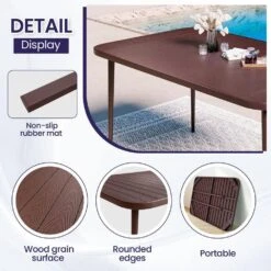 Patio Brown Outdoor Dining Table Sets 5-Piece, One Table And 4 Chairs, All Weather Dining Set For Lawn, Garden, Backyard -More Furniture Store jearey patio dining sets set zy brown 1f 1000