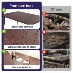 Patio Brown Outdoor Dining Table Sets 5-Piece, One Table And 4 Chairs, All Weather Dining Set For Lawn, Garden, Backyard -More Furniture Store jearey patio dining sets set zy brown 4f 1000