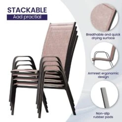 Patio Brown Outdoor Dining Table Sets 5-Piece, One Table And 4 Chairs, All Weather Dining Set For Lawn, Garden, Backyard -More Furniture Store jearey patio dining sets set zy brown fa 1000