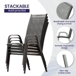 Patio Gray Outdoor Dining Table Sets 5-Piece, One Table And 4 Chairs, All Weather Dining Set For Lawn, Garden, Backyard -More Furniture Store jearey patio dining sets set zy gray fa 1000