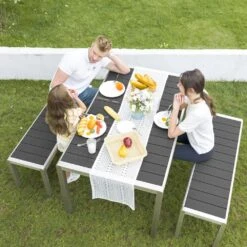 6 - Person Rectangular Black Metal Outdoor Dining Set -More Furniture Store jearey patio dining sets xcz3jt hd bk 1f 1000