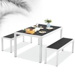 6 - Person Rectangular Black Metal Outdoor Dining Set -More Furniture Store jearey patio dining sets xcz3jt hd bk 31 1000