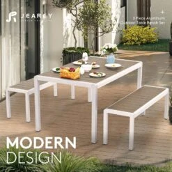 6 - Person Rectangular Teak Metal Outdoor Dining Set -More Furniture Store jearey patio dining sets xcz3jt hd tk e1 1000