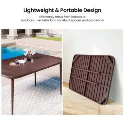 55.1 In. Brown Rectangular Outdoor Patio Dining Table With Wood-Like Tabletop -More Furniture Store jearey patio dining tables dt slmw brown 1f 1000