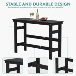 HDPE Rectangle Plastic Bar Height Outdoor Dining Table In Black 11 HDPE Rectangle Plastic Bar Height Outdoor Dining Table In Black -More Furniture Store jearey patio dining tables jygbz black 44 1000