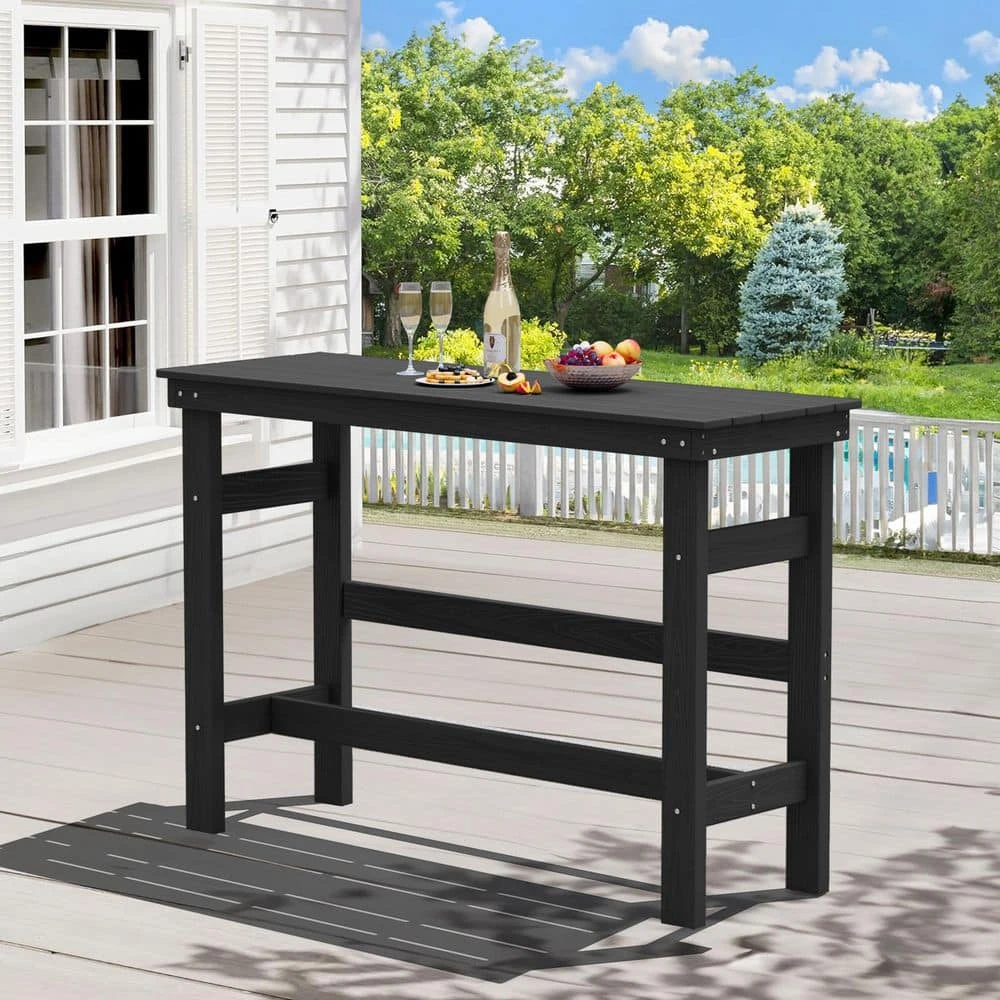 HDPE Rectangle Plastic Bar Height Outdoor Dining Table In Black 2 HDPE Rectangle Plastic Bar Height Outdoor Dining Table In Black - Image 2