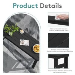 HDPE Rectangle Plastic Bar Height Outdoor Dining Table In Black 12 HDPE Rectangle Plastic Bar Height Outdoor Dining Table In Black -More Furniture Store jearey patio dining tables jygbz black fa 1000