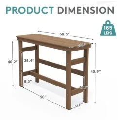 HDPE Rectangle Plastic Bar Height Outdoor Dining Table In Brown -More Furniture Store jearey patio dining tables jygbz brown 1f 1000