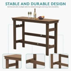 HDPE Rectangle Plastic Bar Height Outdoor Dining Table In Brown -More Furniture Store jearey patio dining tables jygbz brown 44 1000