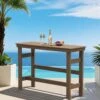 HDPE Rectangle Plastic Bar Height Outdoor Dining Table In Brown