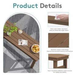 HDPE Rectangle Plastic Bar Height Outdoor Dining Table In Brown -More Furniture Store jearey patio dining tables jygbz brown fa 1000