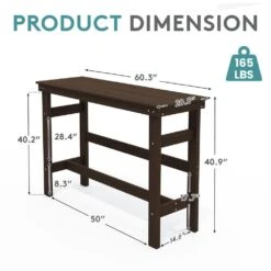 HDPE Rectangle Plastic Bar Height Outdoor Dining Table In Coffee -More Furniture Store jearey patio dining tables jygbz coffee 1f 1000