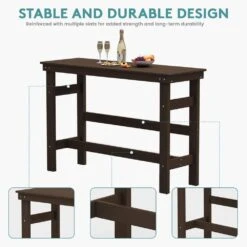 HDPE Rectangle Plastic Bar Height Outdoor Dining Table In Coffee -More Furniture Store jearey patio dining tables jygbz coffee 44 1000