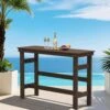 HDPE Rectangle Plastic Bar Height Outdoor Dining Table In Coffee
