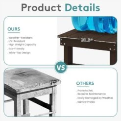 HDPE Rectangle Plastic Bar Height Outdoor Dining Table In Coffee -More Furniture Store jearey patio dining tables jygbz coffee 76 1000