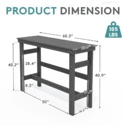 HDPE Rectangle Plastic Bar Height Outdoor Dining Table In Gray -More Furniture Store jearey patio dining tables jygbz gray 1f 1000