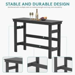 HDPE Rectangle Plastic Bar Height Outdoor Dining Table In Gray -More Furniture Store jearey patio dining tables jygbz gray 44 1000