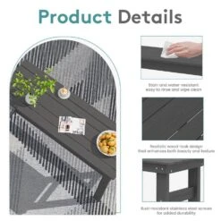 HDPE Rectangle Plastic Bar Height Outdoor Dining Table In Gray -More Furniture Store jearey patio dining tables jygbz gray fa 1000