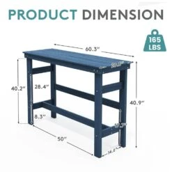 HDPE Rectangle Plastic Bar Height Outdoor Dining Table In Navy -More Furniture Store jearey patio dining tables jygbz navy 1f 1000