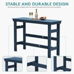 HDPE Rectangle Plastic Bar Height Outdoor Dining Table In Navy -More Furniture Store jearey patio dining tables jygbz navy 44 1000