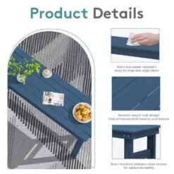 HDPE Rectangle Plastic Bar Height Outdoor Dining Table In Navy -More Furniture Store jearey patio dining tables jygbz navy fa 1000