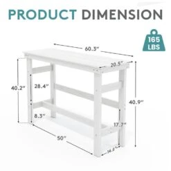 HDPE Rectangle Plastic Bar Height Outdoor Dining Table In White -More Furniture Store jearey patio dining tables jygbz white 1f 1000