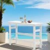 HDPE Rectangle Plastic Bar Height Outdoor Dining Table In White